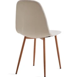Anna spisebordsstol - beige tekstil med egelook