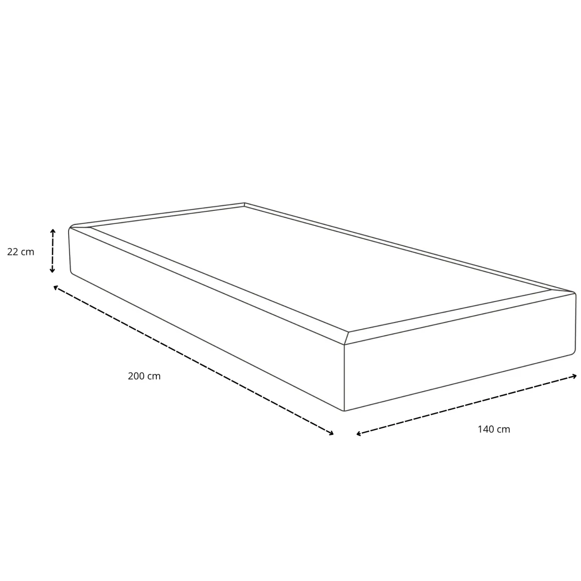 Boxmadras seng i beige 140x200 cm med 4 cm topmadras i PU-skum ekskl. ben