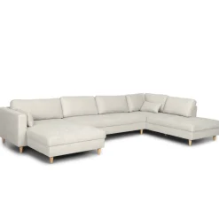 Brandy - venstrevendt u-sofa i beige med chaiselong - L: 366 x D: 211 x H: 80 cm