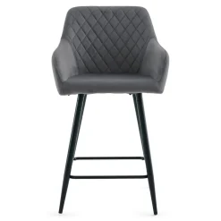 Carlo - barstol grå velour med armlæn 65 cm