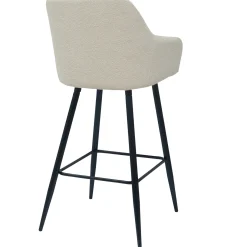 Carlo barstol - hvidt boucle med armlæn 65 cm