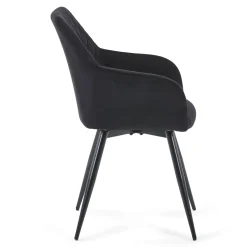 Carlo spisebordsstol - Sort velour med drejefunktion 360 grader