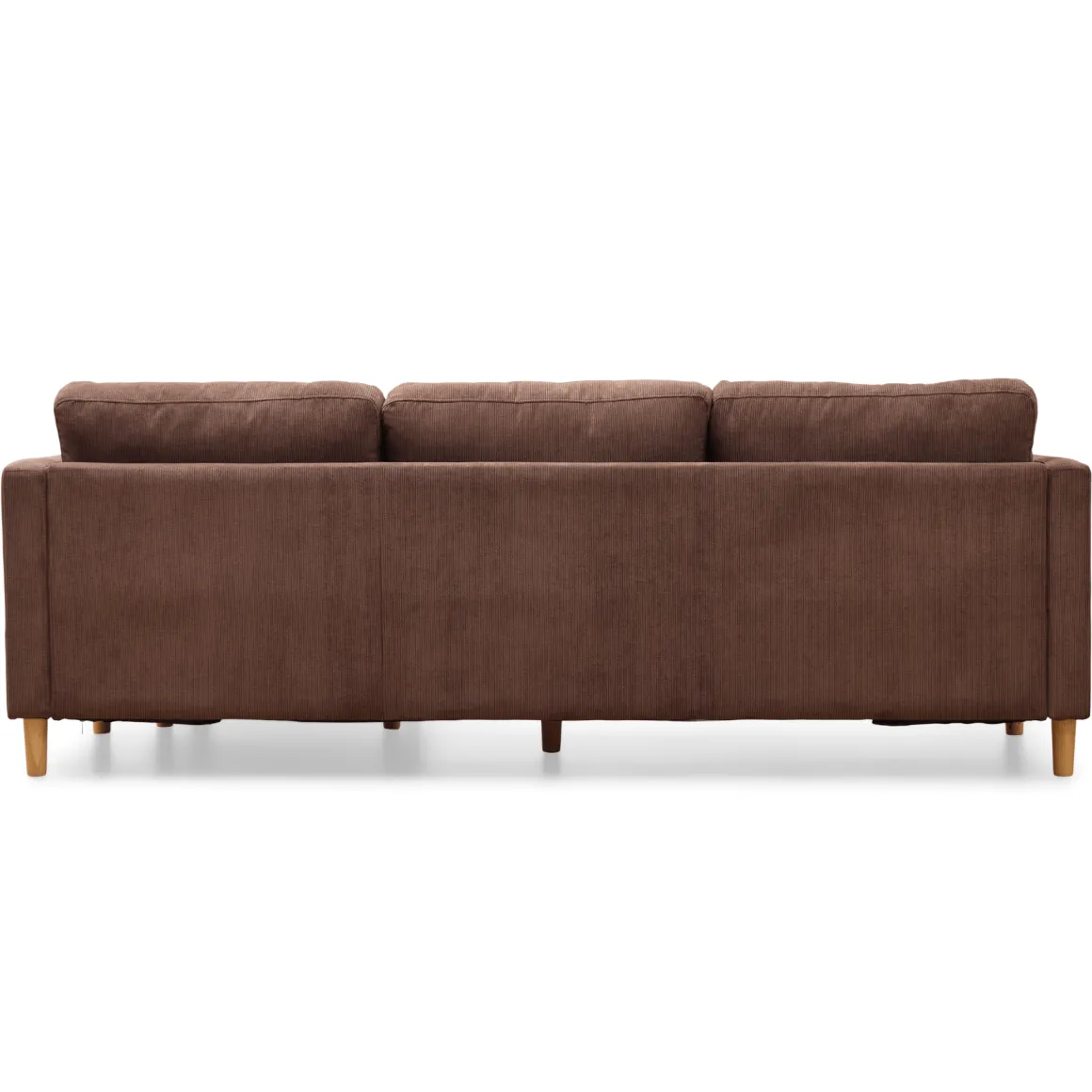 Ellis - Højrevendt og venstrevendt vendbar chaiselong sofa brun fløjl - L: 215 x D: 82 x H: 78 cm