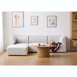 Emilia modulsofa i beige 3 moduler højre- og venstrevendt chaiselong L: 243 X D: 158 X H: 72 cm