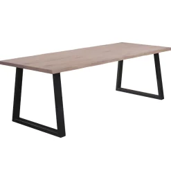 Esther plankebord - 300x95 cm - i hvidolieret eg med firkantet ben - (Forberedt til tillægsplader)