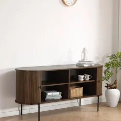 Florence jalousi skab med lameller i røget eg 160x45x75 cm