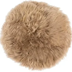 Ægte lammeskindshynde - Beige Ø40 cm