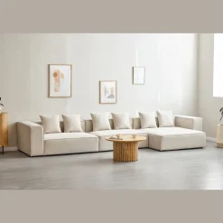 Hailey - Højrevendt chaiselong modulsofa i beige med 3 moduler L: 415 X D: 148 X H: 65 cm