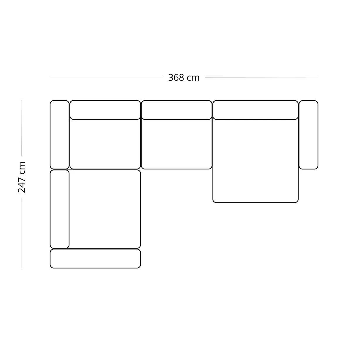 Hailey - U-sofa modulsofa i beige med 4 moduler - Højrevendt chaiselong L: 368 X D: 247 X H: 65 cm