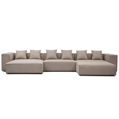 Hailey - Venstrevendt chaiselong modulsofa med puf i sand L: 415 X D: 172 X H: 65 cm