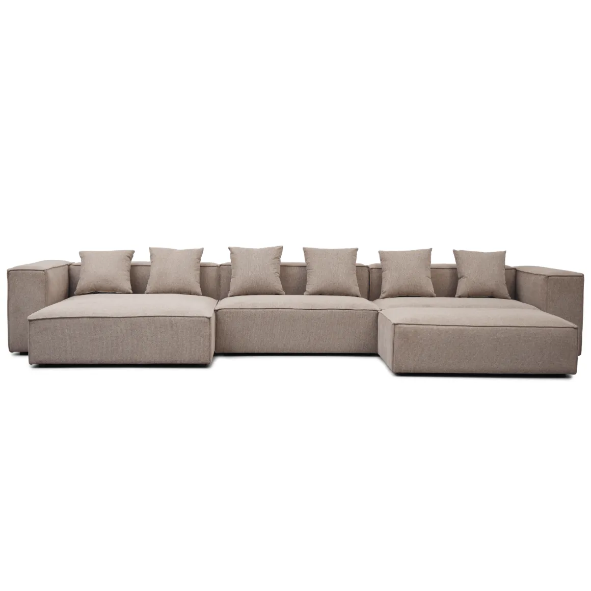 Hailey - Venstrevendt chaiselong modulsofa med puf i sand L: 415 X D: 172 X H: 65 cm