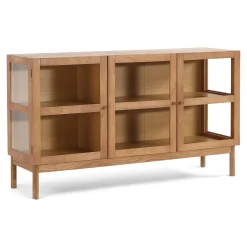 Havana egetræ glas skænk/vitrineskab med 3 låger - 80x40x140 cm