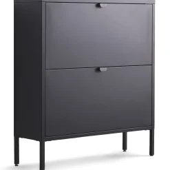 Herman Skoskab - Sort metal med 2 rum - 80x26x89 cm