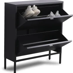 Herman Skoskab - Sort metal med 2 rum - 80x26x89 cm