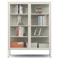 Herman Vitrineskab - Beige metal/glas - 110x40x140 cm