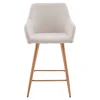 Jenna barstol - beige tekstil med armlæn 65 cm