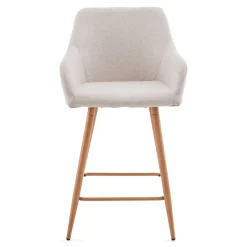 Jenna barstol - beige tekstil med armlæn 65 cm