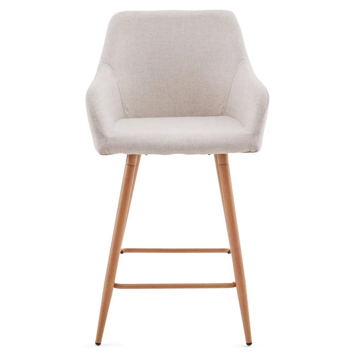 Jenna barstol - beige tekstil med armlæn 65 cm