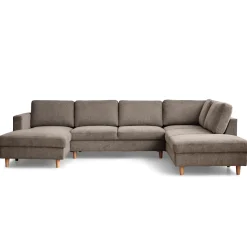 Jennifer venstrevendt u-sofa i sand med chaiselong - L: 300 x D: 208 x H: 82 cm