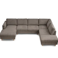 Jennifer venstrevendt u-sofa i sand med chaiselong - L: 300 x D: 208 x H: 82 cm
