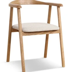 Jocelyn spisebordsstol i eg med beige stofsæde
