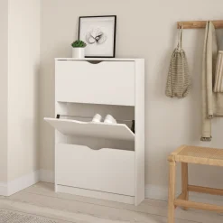 Livo skoskab med 3 låger i hvid