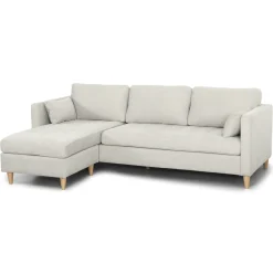 Lulu - Højrevendt og venstrevendt vendbar chaiselong sofa lys beige - L: 215 x D: 82 x H: 78 cm