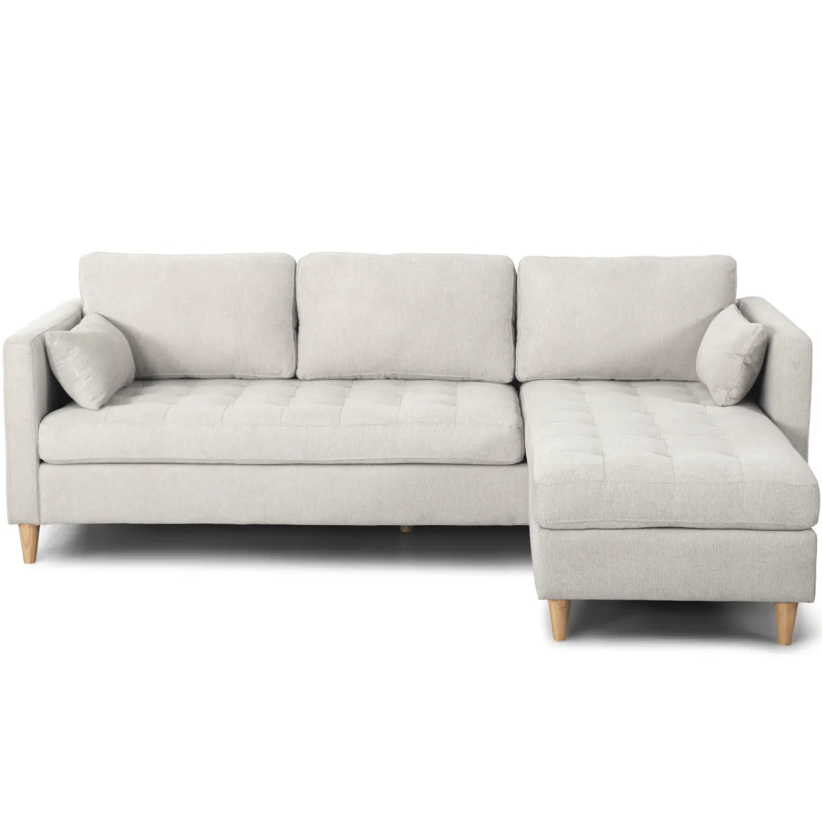Lulu - Højrevendt og venstrevendt vendbar chaiselong sofa lys beige - L: 215 x D: 82 x H: 78 cm