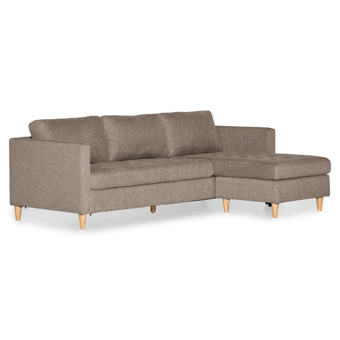 Lulu - Højrevendt og venstrevendt vendbar chaiselong sofa i sand - L: 215 x D: 82 x H: 78 cm