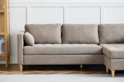 Lulu - Højrevendt og venstrevendt vendbar chaiselong sofa i sand - L: 215 x D: 82 x H: 78 cm