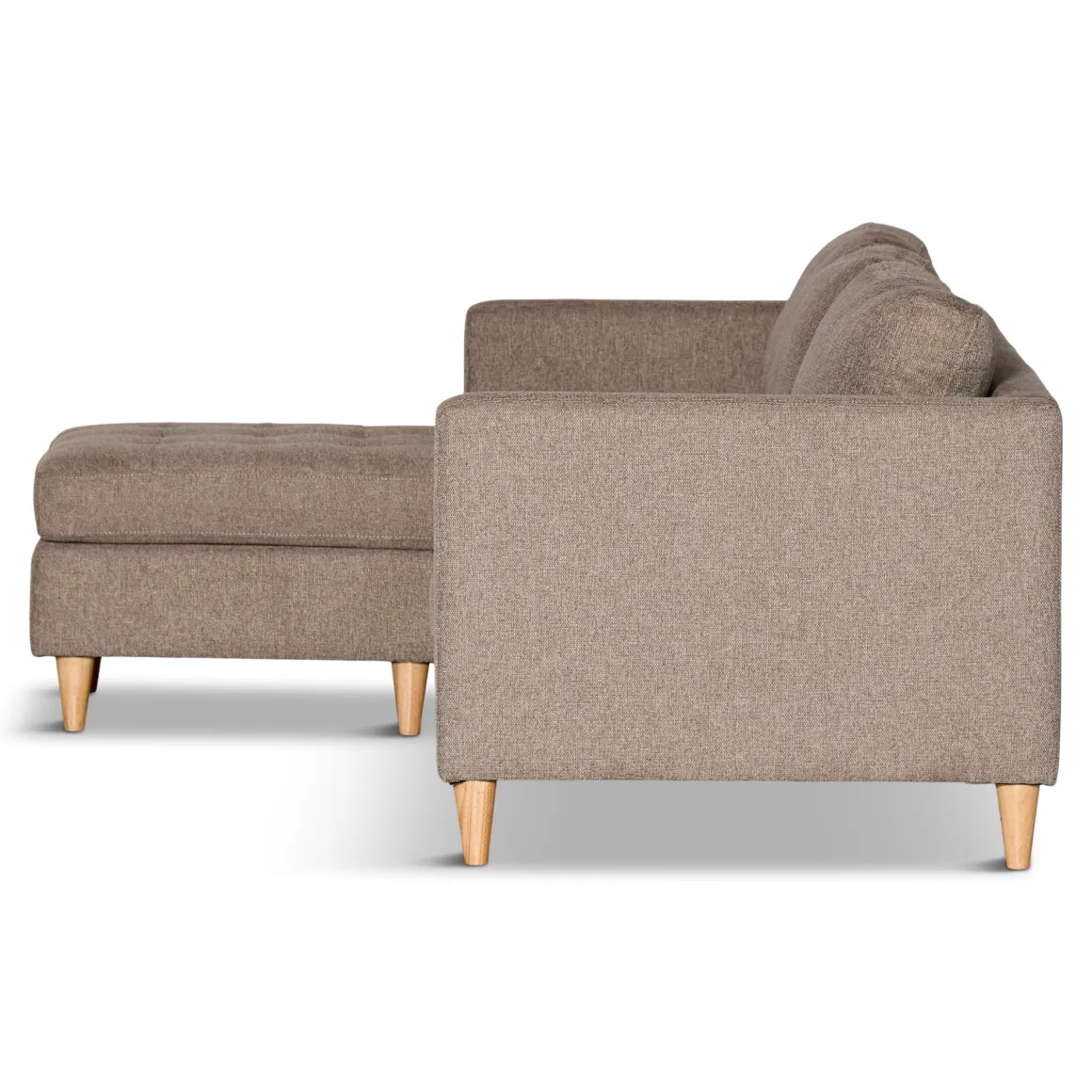 Lulu - Højrevendt og venstrevendt vendbar chaiselong sofa i sand - L: 215 x D: 82 x H: 78 cm