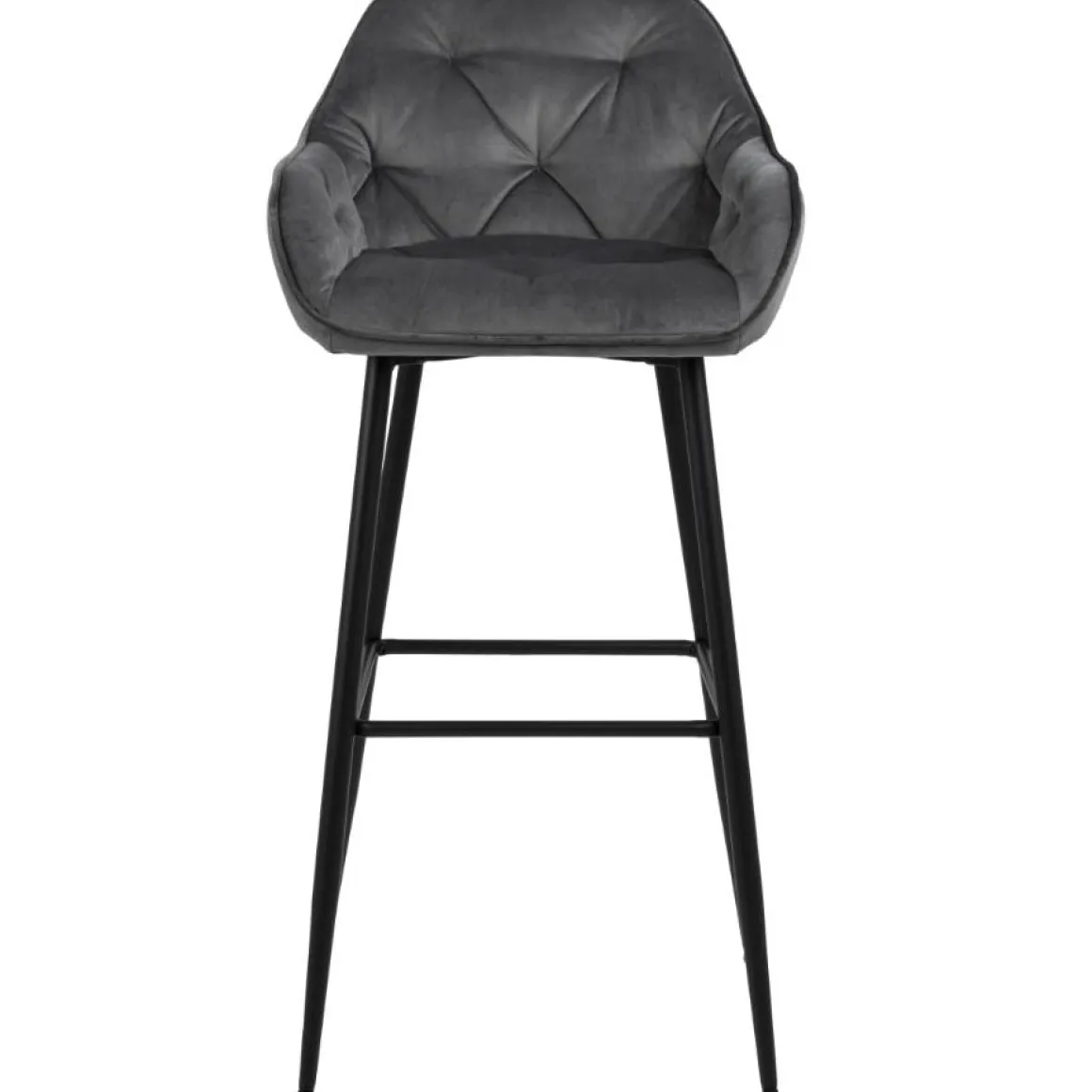 Mario barstol med ryglæn - Grå velour 65 cm