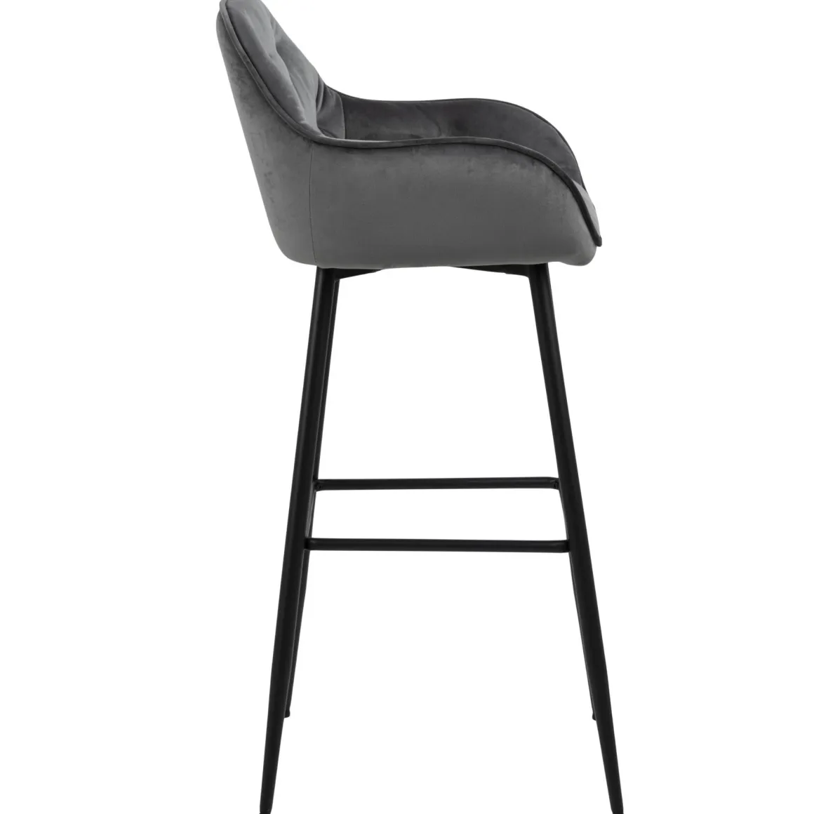 Mario barstol med ryglæn - Grå velour 65 cm