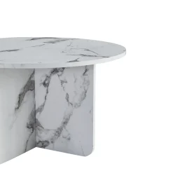 Mercy sofabord hvid marmor look Ø80 cm