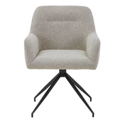 Ofelia Spisebordsstol - Beige Boucle Med Drejefunktion 360 Grader