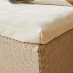 Premium boxmadras seng i beige 140x200 cm med 7 cm topmadras i memoryskum ekskl. ben
