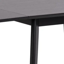Rickie - Sort klap ud spisebord med tillægsplade i sortlakeret egefiner - 80/120 x 80 cm