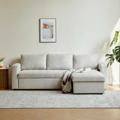 Sinus beige sovesofa med vendbar chaiselong og opbevaring