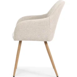 Spisebordssæt - Lewis lamel spisebord Ø120 cm med udtræk i egefiner + 6 x Jenna spisebordsstole i beige