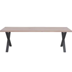 Susan plankebord - 200x95 cm - i hvidolieret eg med krydsben - (Forberedt til tillægsplader)